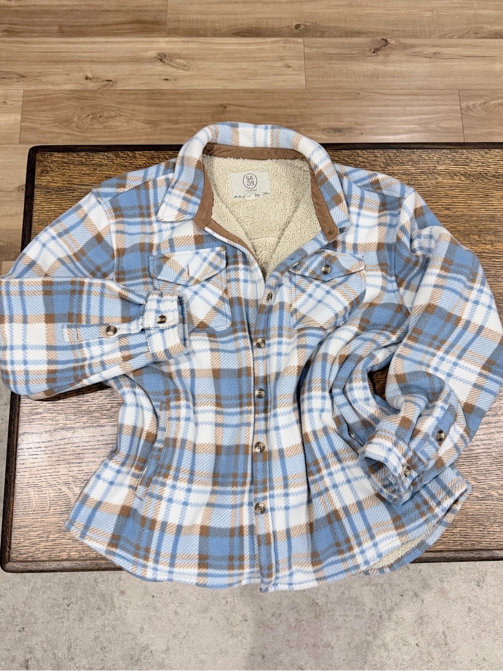 SAGE Collective Sherpa-Lined Plaid Shacket Jacket – Women’s XL